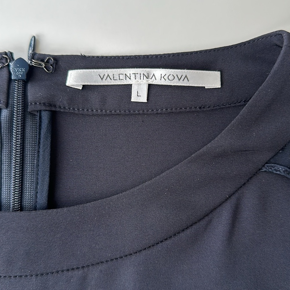 Valentina Kova Blue-Black Silk Shift Dress L - Picture 8 of 16